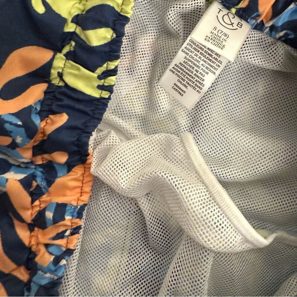 Treasure & Bond Coral Pattern Blue Swim Trunks